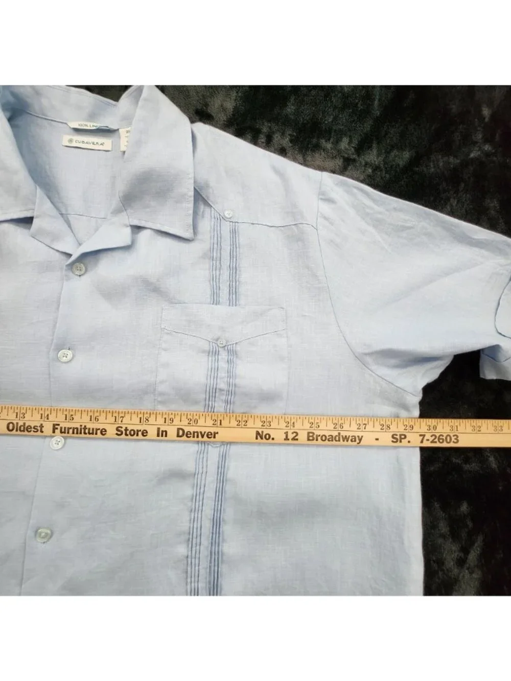 Cubavera 100% Linen Guayabera Shirt 2X Retro Pleat Airy Coastal Resort Tropical - Picture 4 of 8